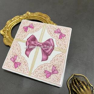 4件包邮】柑橘 蝴蝶结蔷薇 蓝蓝花垫杯垫 茶杯垫 隔热 青橘小花