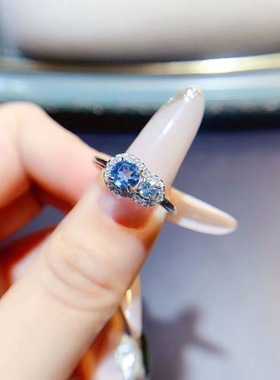 新款天然托帕石戒指925银镶嵌女开口日韩轻奢饰品送女友新年礼物