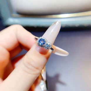 新款 天然托帕石戒指925银镶嵌女开口日韩轻奢饰品送女友新年礼物