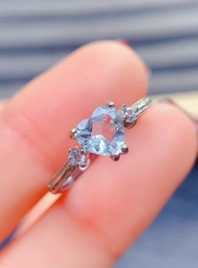 新款天然托帕石戒指925银镶嵌女开口时尚轻奢饰品送女友新年礼物