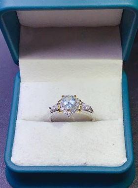 新款托帕石戒指海蓝宝色指环925银镶嵌女开口日韩轻奢送女友礼物