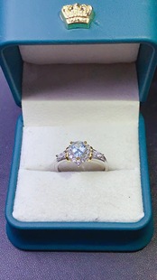 新款 托帕石戒指海蓝宝色指环925银镶嵌女开口日韩轻奢送女友礼物