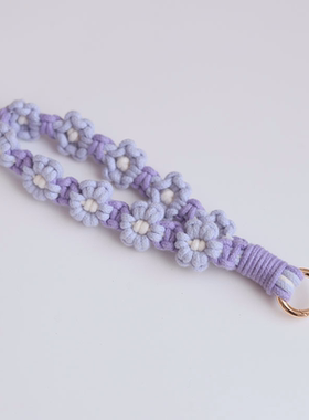 雏菊花花挂绳手工钥匙扣花朵编织手绳手腕带波西米亚田园风