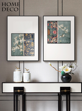 新中国风餐厅装修画花鸟中国风客厅沙发背景墙壁画卧室书房入口挂