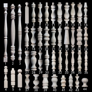 东阳木雕实木廊桥小柱子小葫芦酒柜围栏车木圆柱装饰车木护栏配件