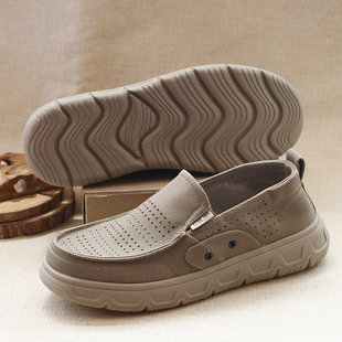 超轻便不闷脚开车鞋 夏季 宽胖脚舒适透气爸爸鞋 老北京男鞋 网眼布鞋