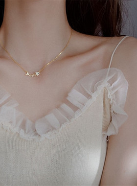 京弗时尚风鱼骨百搭吊坠项链