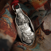 喜月99纯银手工原创设计莲舟观音吊坠男女情侣佛像饰品护身符挂件