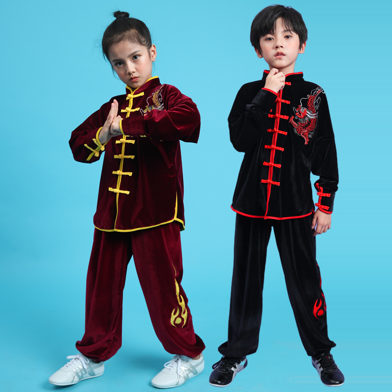 少儿太极服男女童金丝绒练功夫