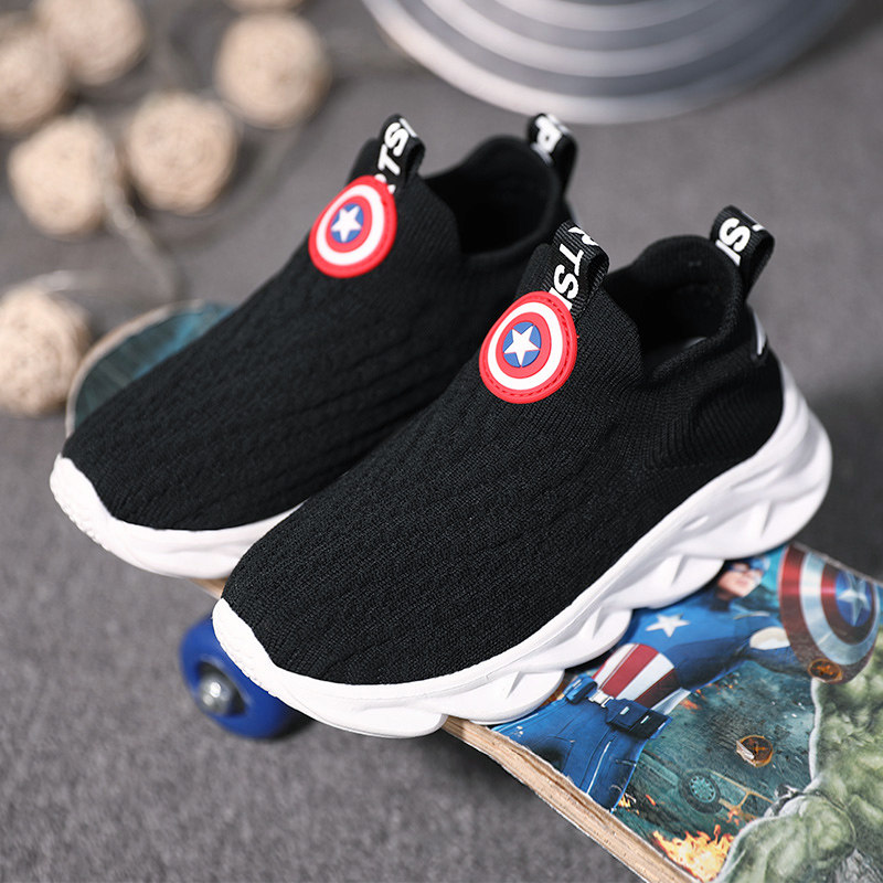 男童鞋子春夏季新款一脚蹬白色袜子鞋中大童网面透气儿童运动鞋