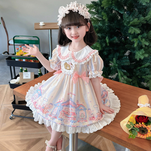 女童连衣裙夏季2025新款儿童洋气短袖薄款公主宝宝洛丽塔裙子夏装