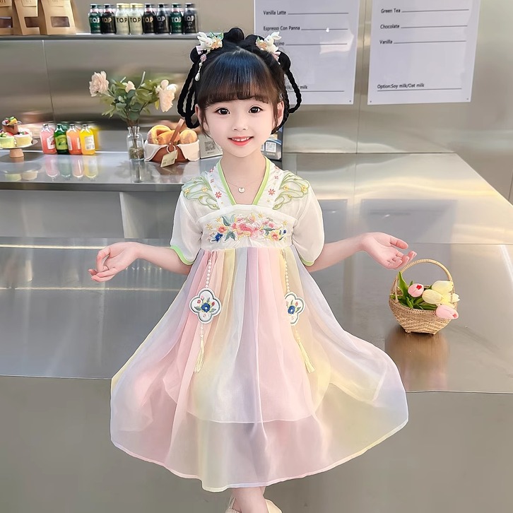 女童汉服夏款儿童古装连衣裙2025新款中国风夏装宝宝公主裙子夏季