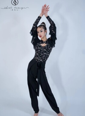 ASL新品摩登裤舞服摩登练习裤练功服下装裤子高腰黑色荷小脚裤