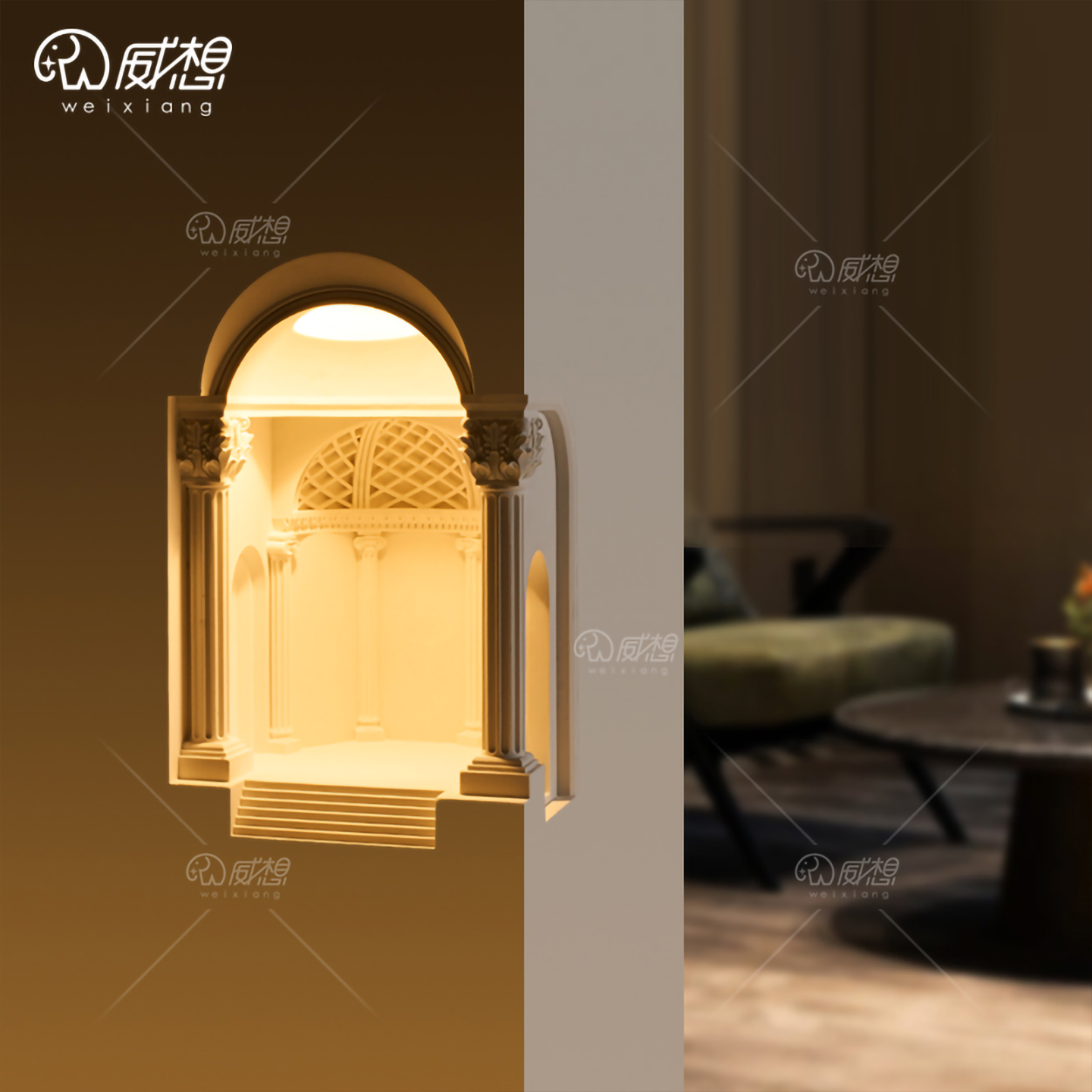 威想佛罗伦萨转角嵌入式石膏壁灯