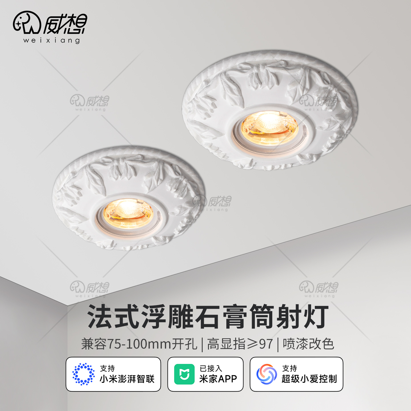 威想法式石膏筒灯大开孔内嵌射灯