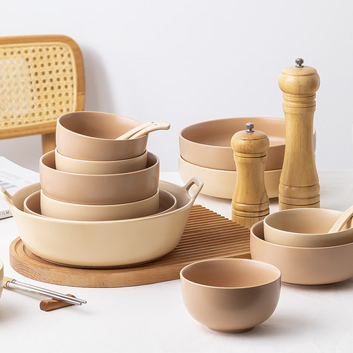 北欧哑光碗碟套装家用陶瓷餐具