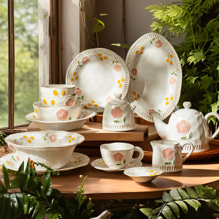 sisin诗心 景德镇手绘碗碟套装家用餐具套装陶瓷碗盘子筷家用新款