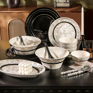 sisin诗心 碗碟套装家用餐具套装陶瓷赫本碗盘子组合乔迁结婚送礼