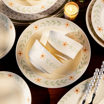 sisin诗心 釉下彩碗家用陶瓷餐具套装碗盘组合蔓语碗碟套装家用