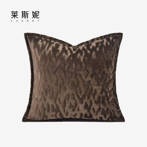 高端肌理割绒酒店现代简约棕咖色创意抱枕轻奢高级客厅靠枕靠垫套