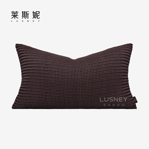 编织皮革靠垫深棕色床头腰枕套