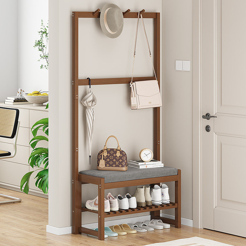 衣帽架落地家用入户玄关多功能鞋柜一体门口鞋架进门换鞋凳挂衣架
