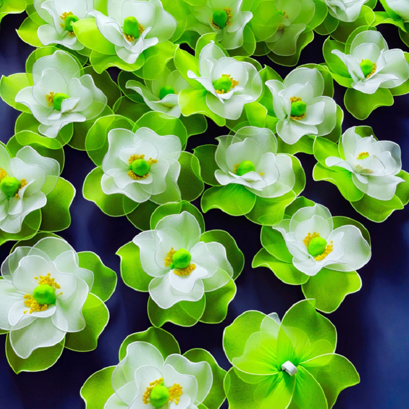 五一茉莉花舞蹈手指手腕手拿手心头饰仿真丝网花舞台道具表演装饰