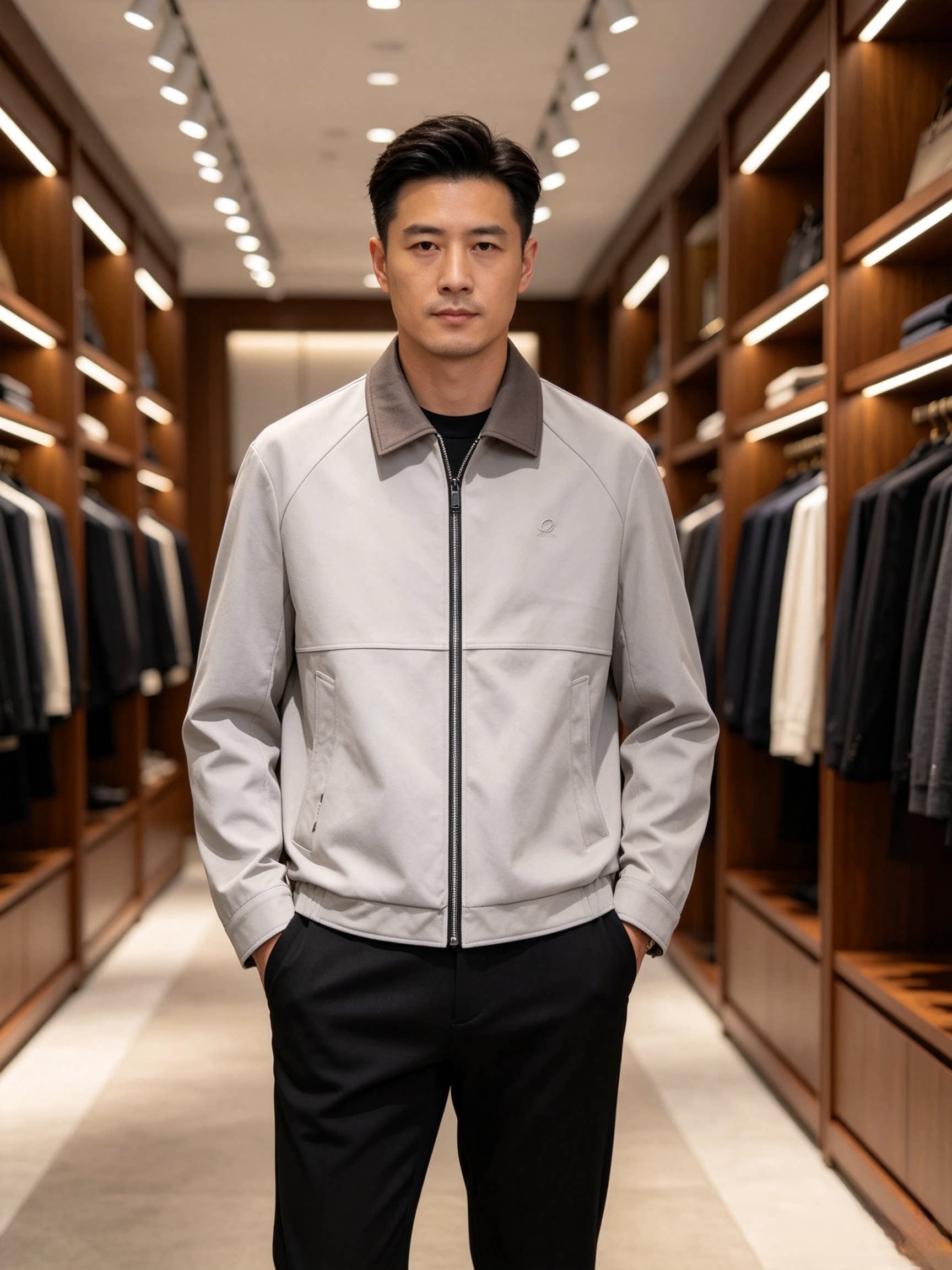 老钱风中年夹克外套男2026新款爸爸春秋款中老年男装休闲翻领上衣