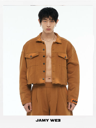 JAMYWEE宽松复古做旧短裤夹克