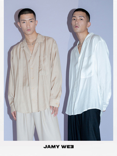 JAMY WEE原创设计垂感亲肤凉爽质感宽松性感古巴领长袖休闲衬衫