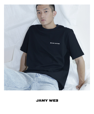 特价休闲印花情侣装黑色纯棉T恤