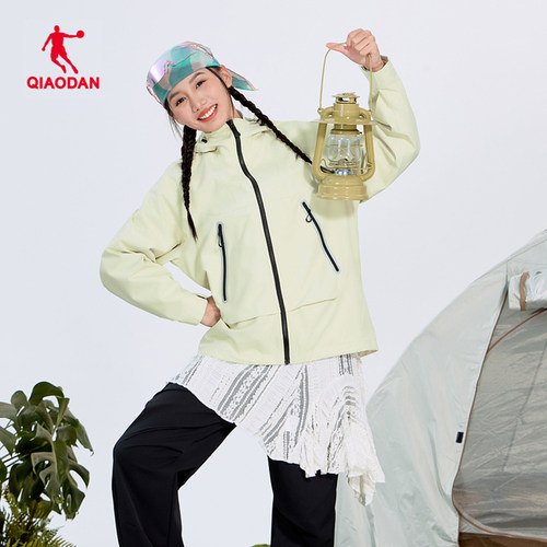 乔丹运动外套女连帽防风休闲风衣