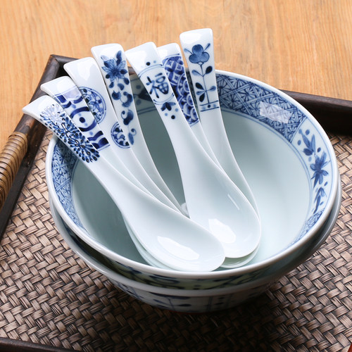 日本餐具陶瓷汤匙长柄勺