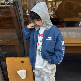100-170cm童装春装男童外套中大童连帽棒球服外套宝宝夹克衫中童