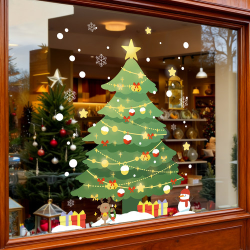 圣诞节装饰玻璃贴【静电不留胶】