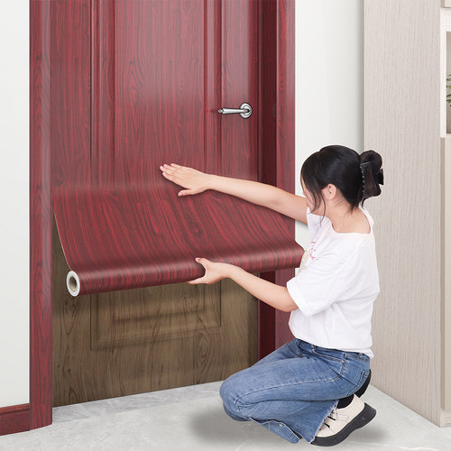 门贴纸木门翻新自粘防水防潮旧门遮丑木纹壁纸门框包边门改色贴膜