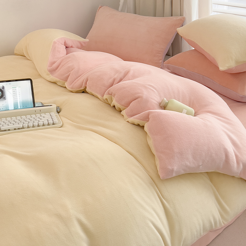 双面牛奶绒被套单件冬季加厚法兰绒被单珊瑚绒双人被罩150x200x23