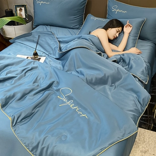 冰丝夏被空调被夏凉被床单三四件套夏季 薄被子可水洗春秋被芯夏天