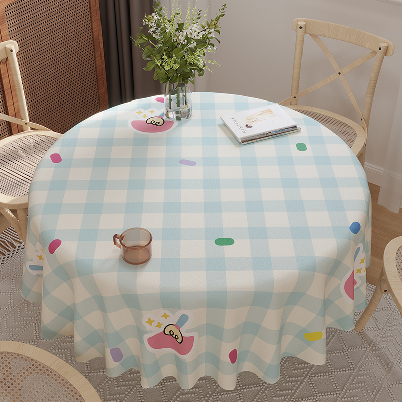 奶油风圆桌桌布防油免洗