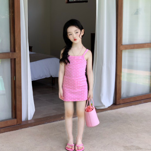TOTObaby夏季新款女童连衣裙可爱洋气宝宝辣妹波点包身吊带背心裙