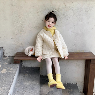 TOTObaby2026冬装新款韩系女童绗线夹棉保暖外套半身裙时尚两件套