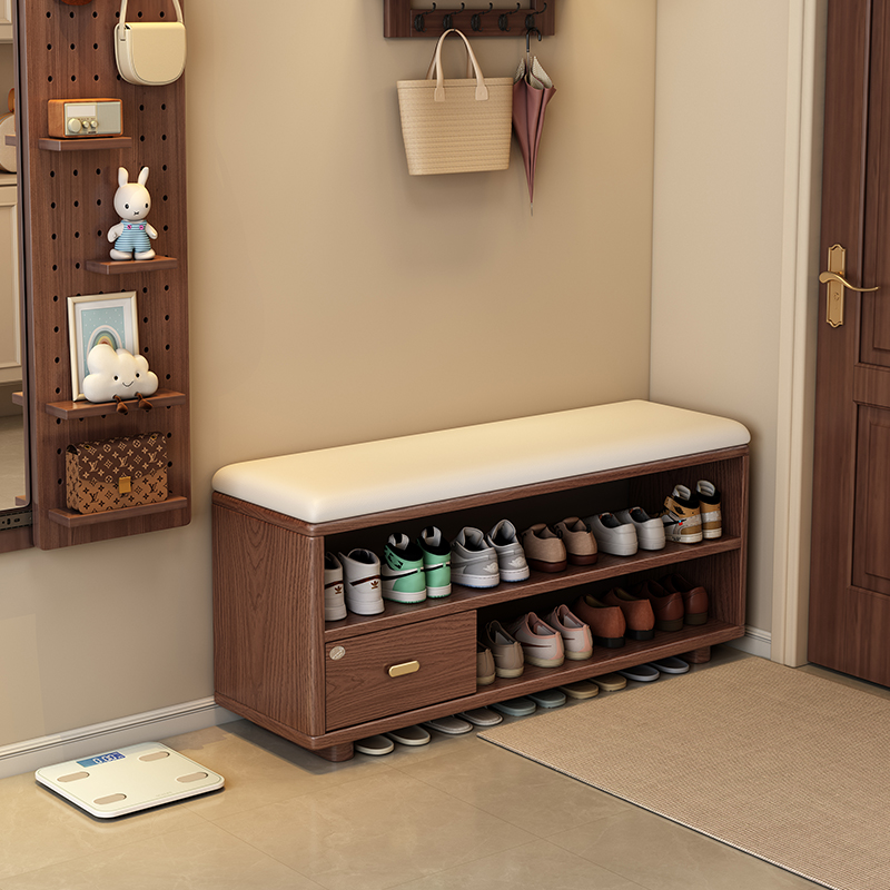 三梦轻奢实木换鞋凳可坐穿鞋凳