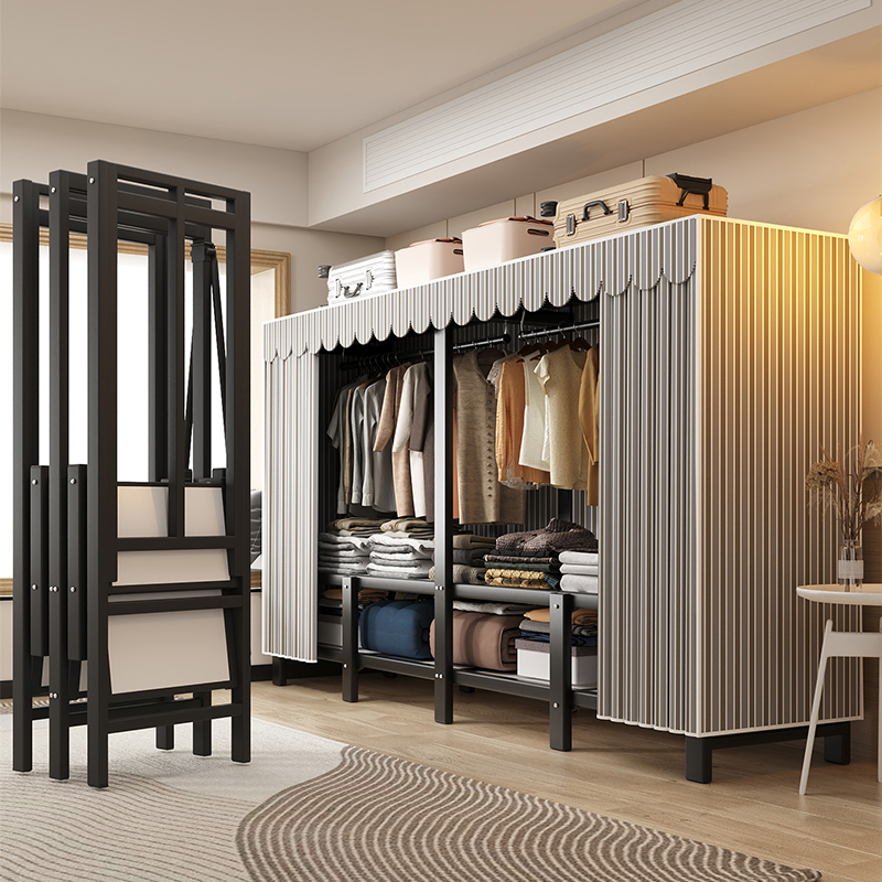 免安装折叠衣柜卧室家用全钢架