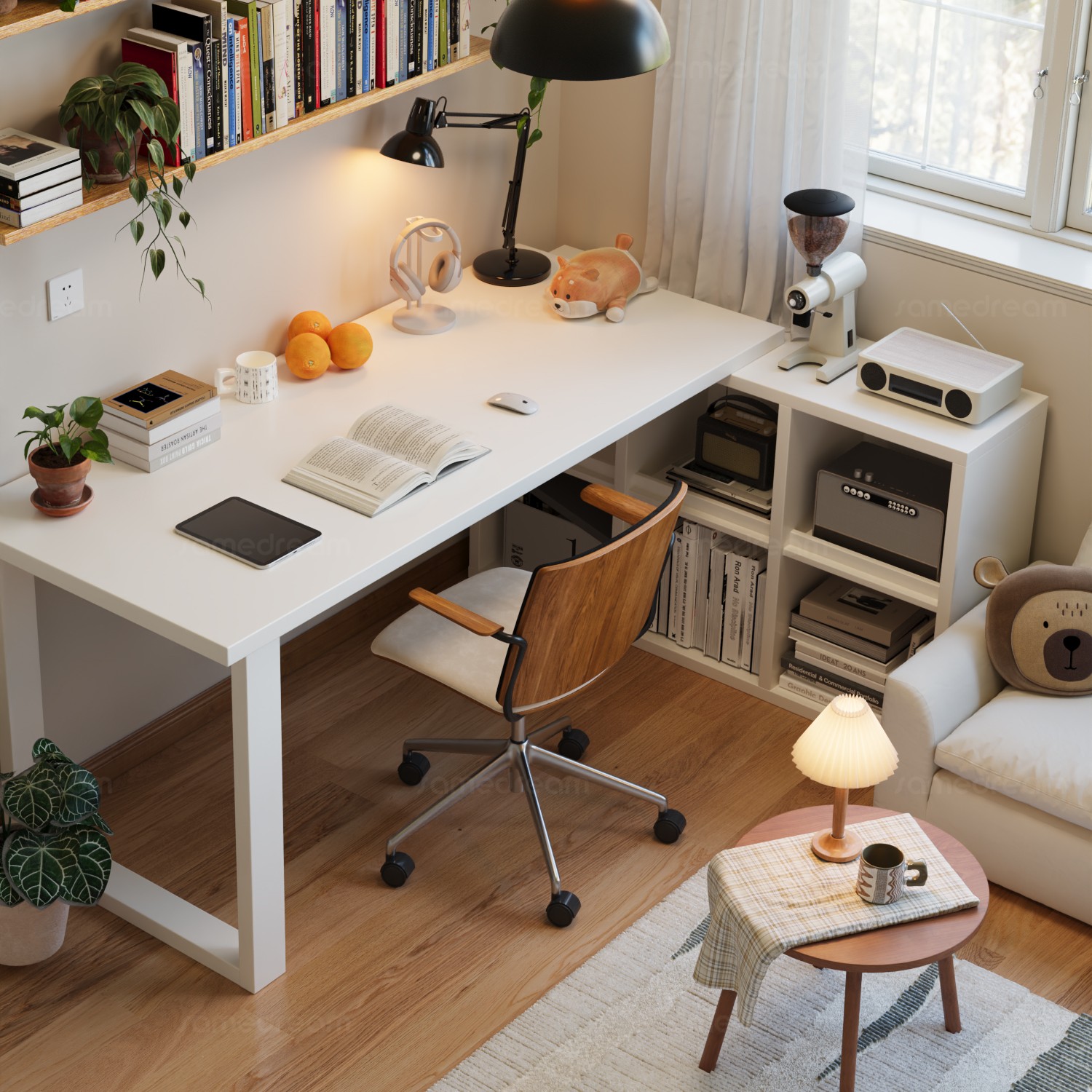 实木书桌转角靠墙电脑桌