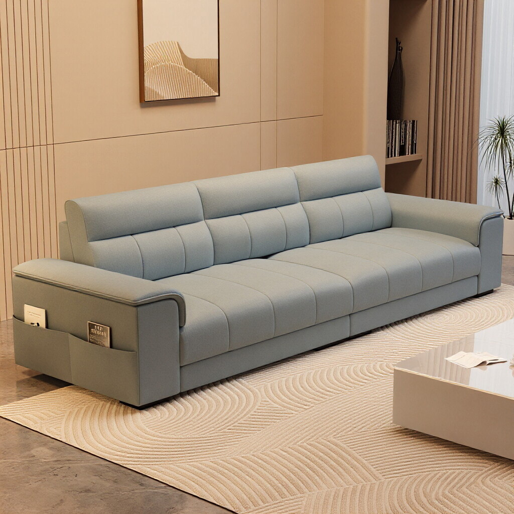 2025年新款法式奶油风小户型沙发客厅科技布艺现代简约直排三人位