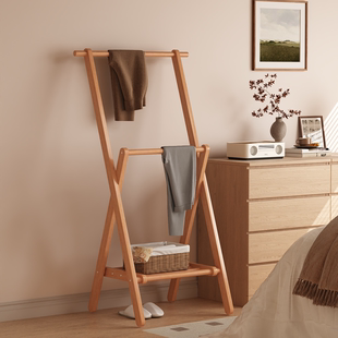 实木衣架卧室落地挂衣架家用挂衣置物架床边衣帽架房间挂衣服架子