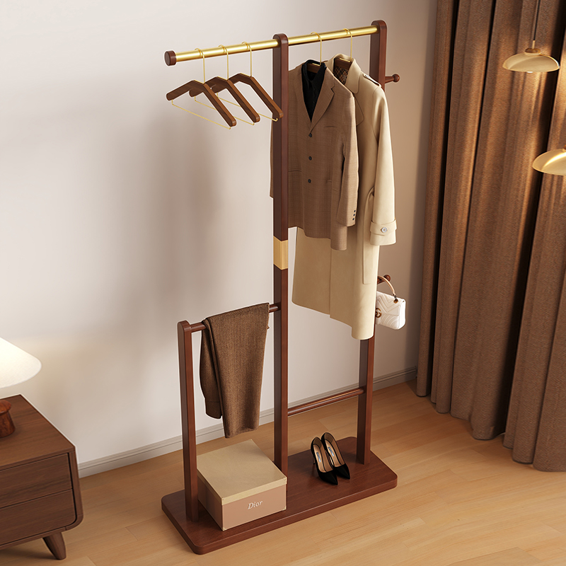 全实木落地式新款高档衣帽架