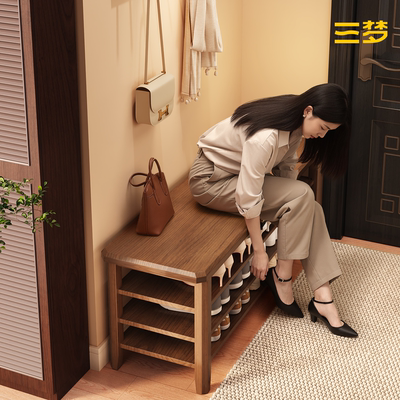 实木穿鞋换鞋凳家用门口多层鞋柜