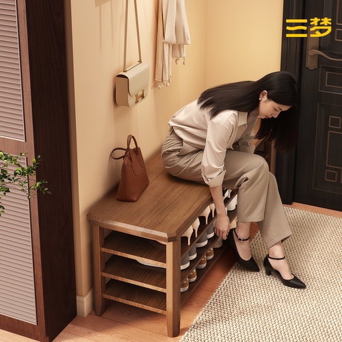 实木穿鞋换鞋凳家用门口多层鞋柜