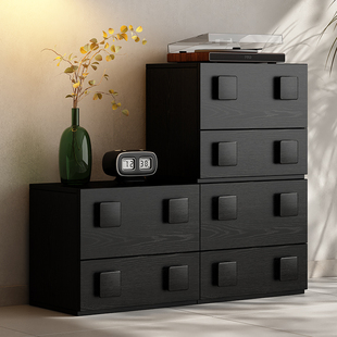 三梦实木模块化组合书柜书架储物柜子一体客厅家用收纳落地矮书柜